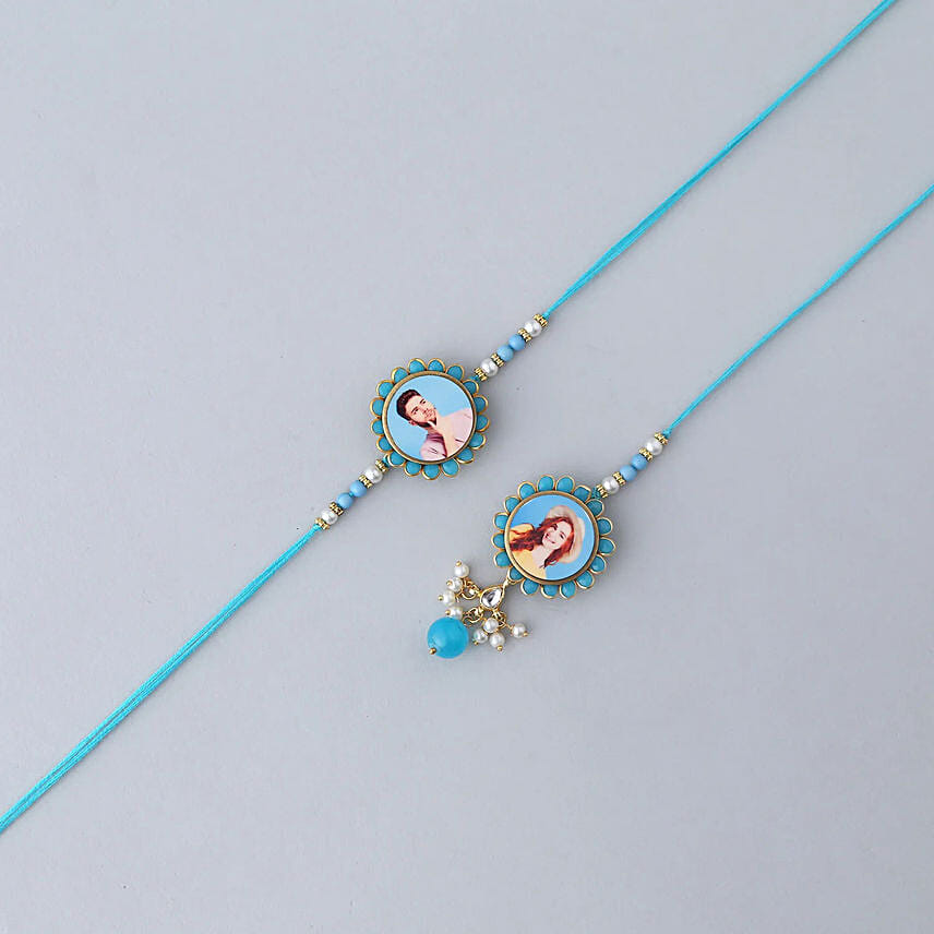 Personalised Floral Bhaiya Bhabhi Rakhi Set N Milk Chocolates