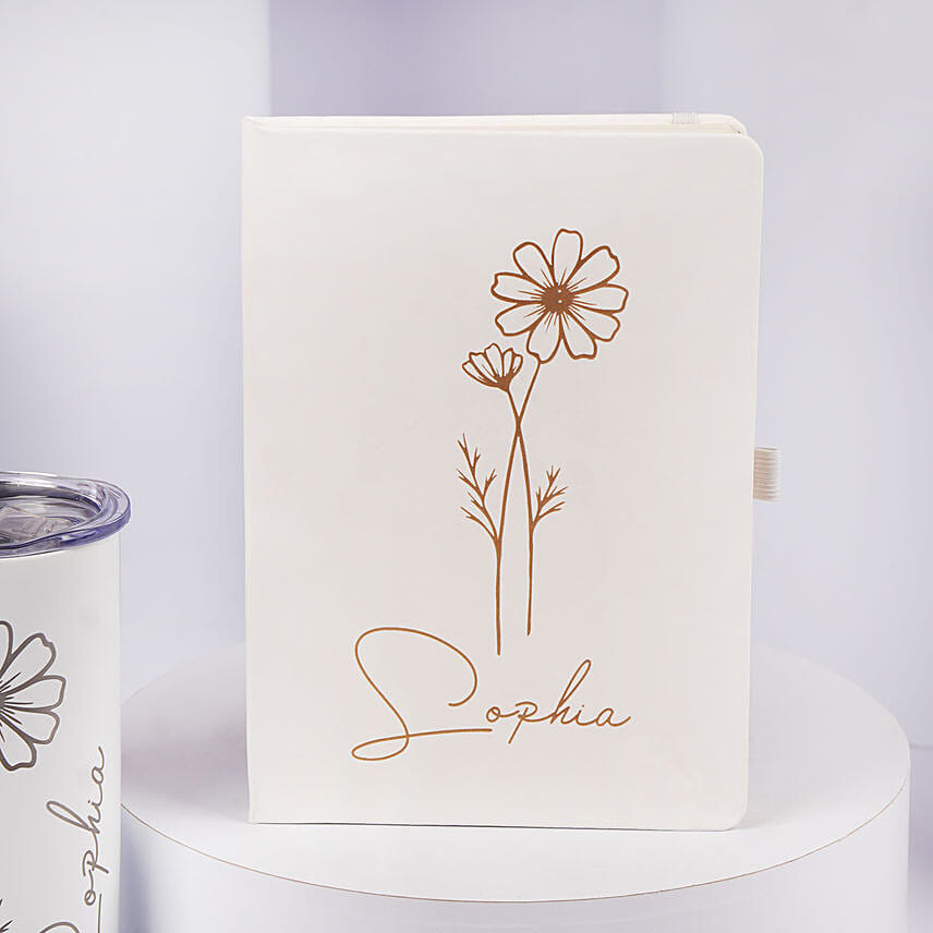 Personalised Floral Notebook And Tumbler Set