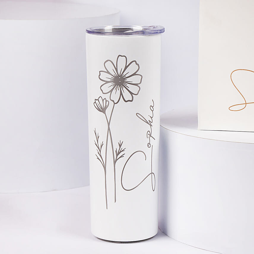Personalised Floral Notebook And Tumbler Set