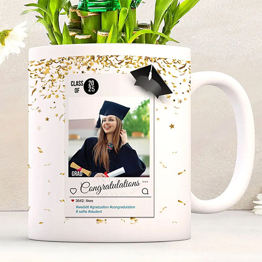 Personalised Graduation Mug with Lucky Bamboo