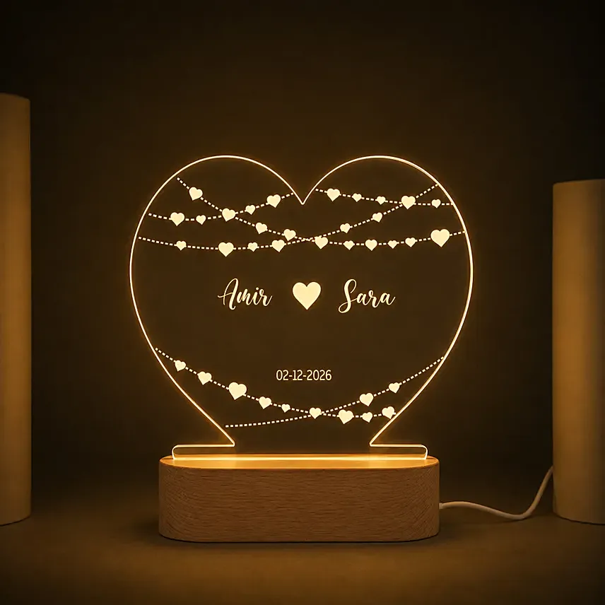 Personalised Heart of Love LED Lamp