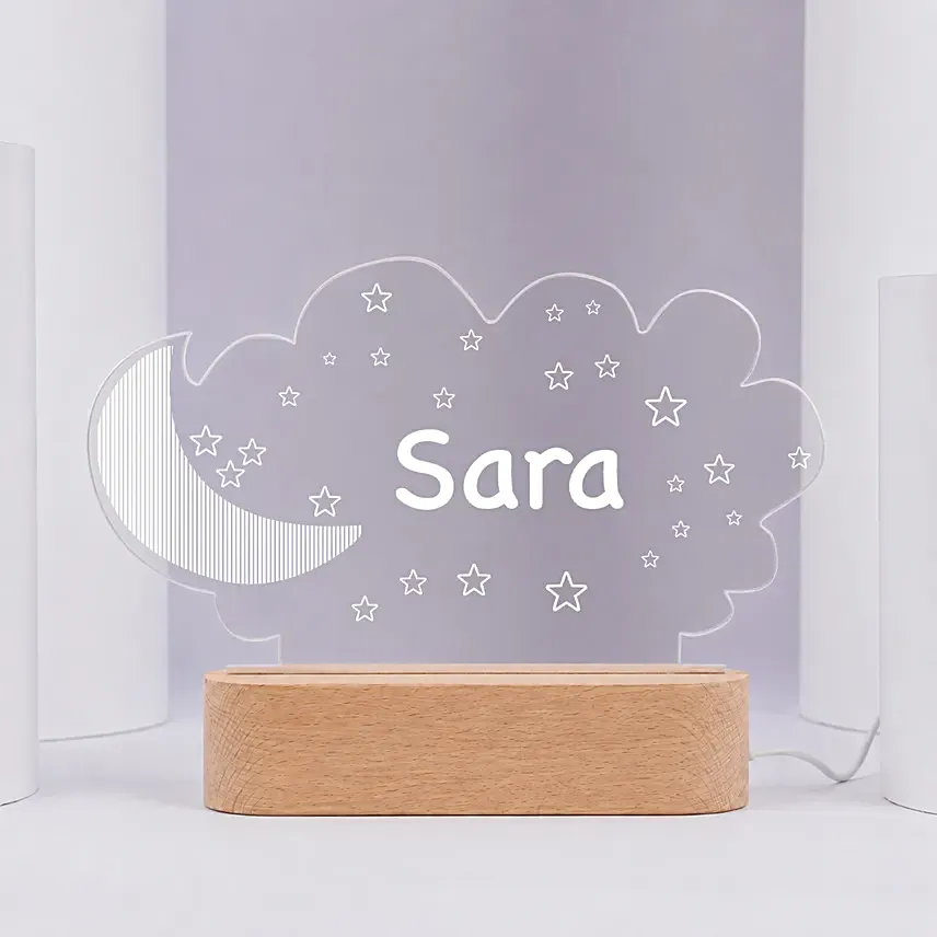 Personalised Moon And Stars Name LED Lamp