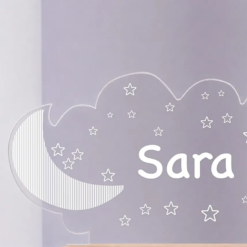 Personalised Moon And Stars Name LED Lamp