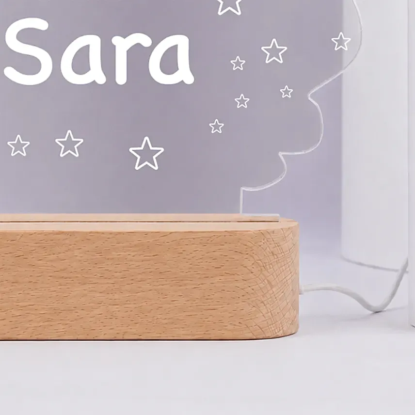 Personalised Moon And Stars Name LED Lamp