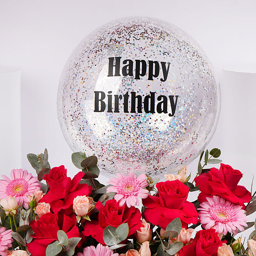 Birthday Balloon & Flower Basket
