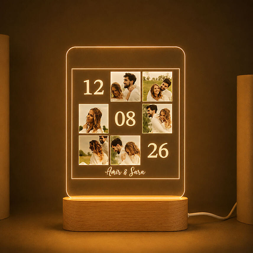 Personalised Special Date Collage LED Lamp