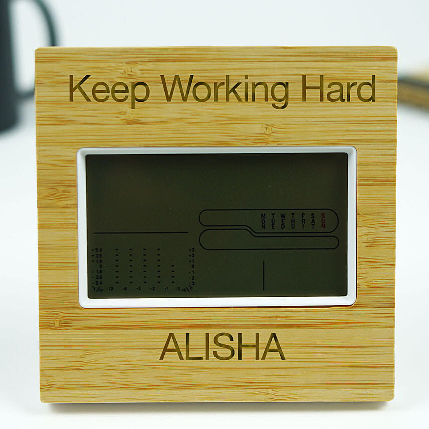 Personalised Table Clock Bamboo