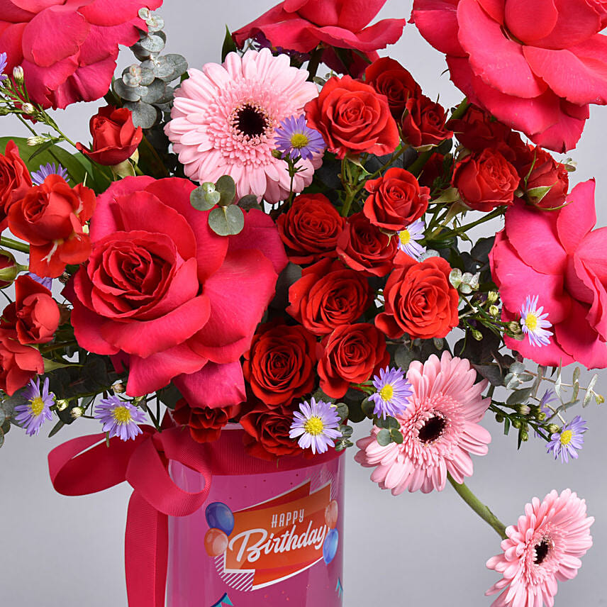Personalised Vase Birthday Flowers Arrangement