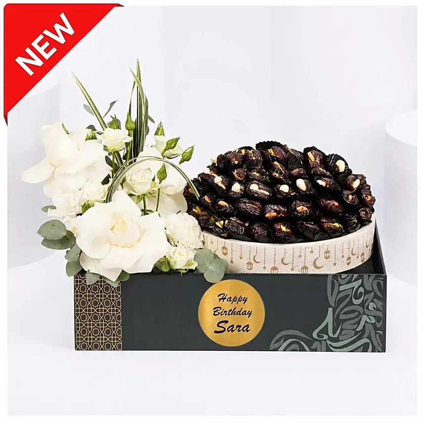 Personalised White Floral Date Gift Box