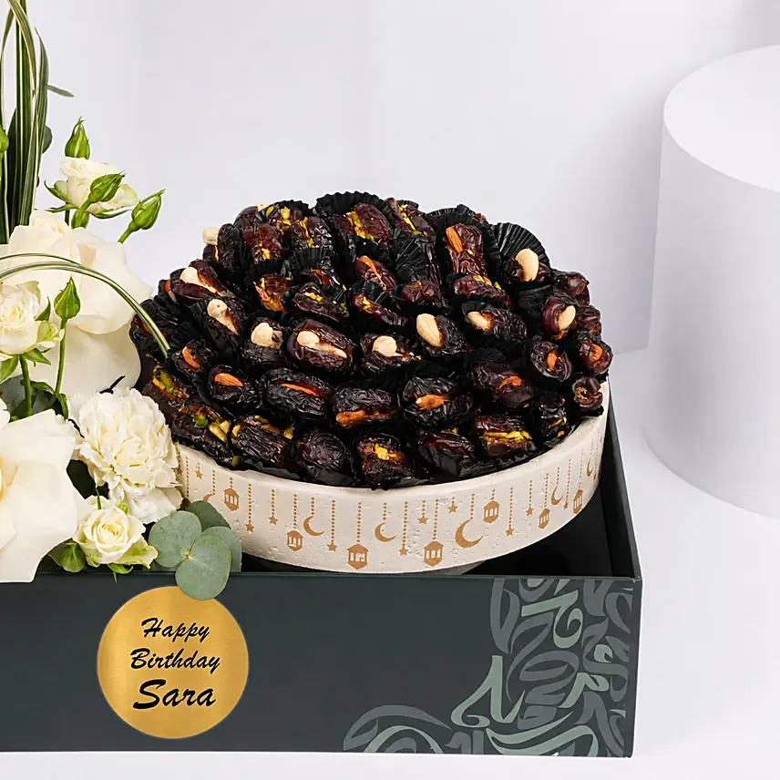 Personalised White Floral Date Gift Box