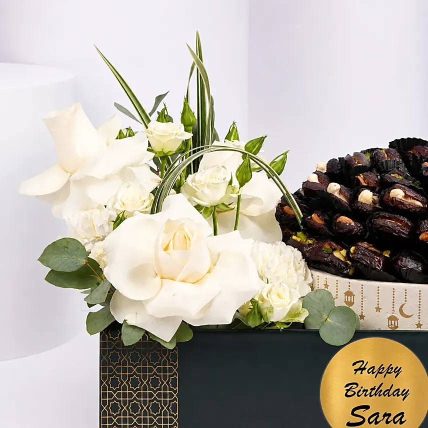 Personalised White Floral Date Gift Box