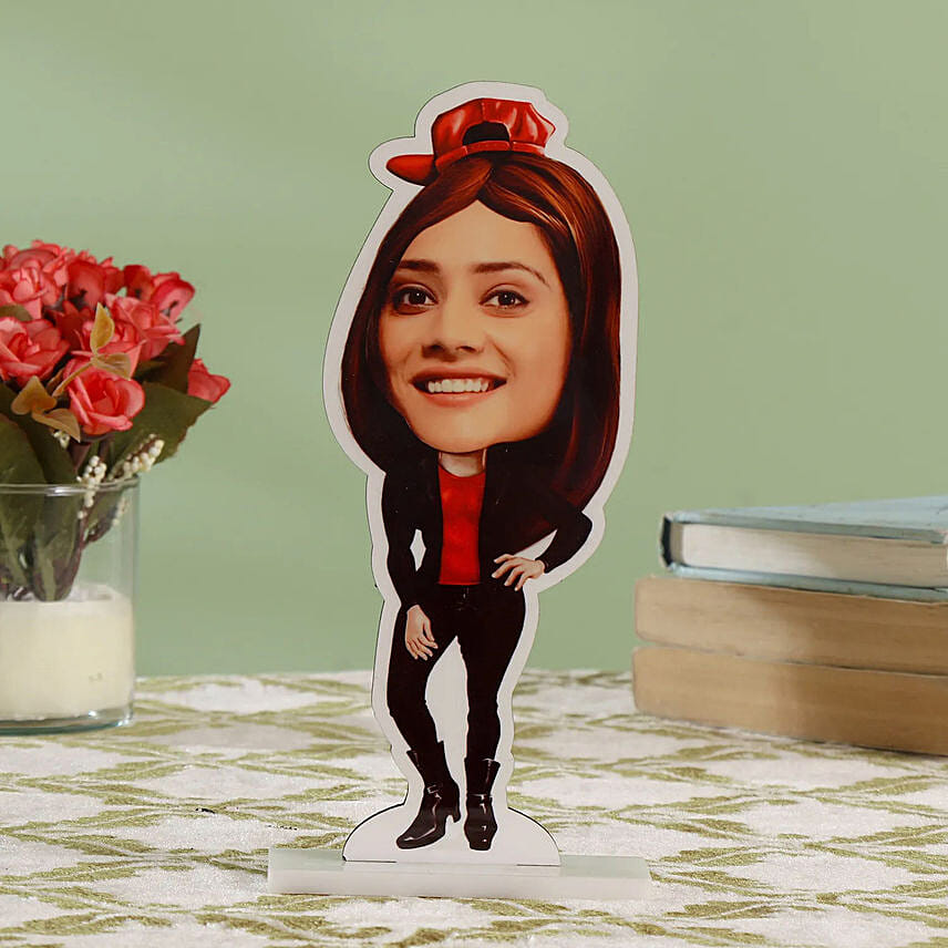 Personalised Woman Caricature with Fudge Cake