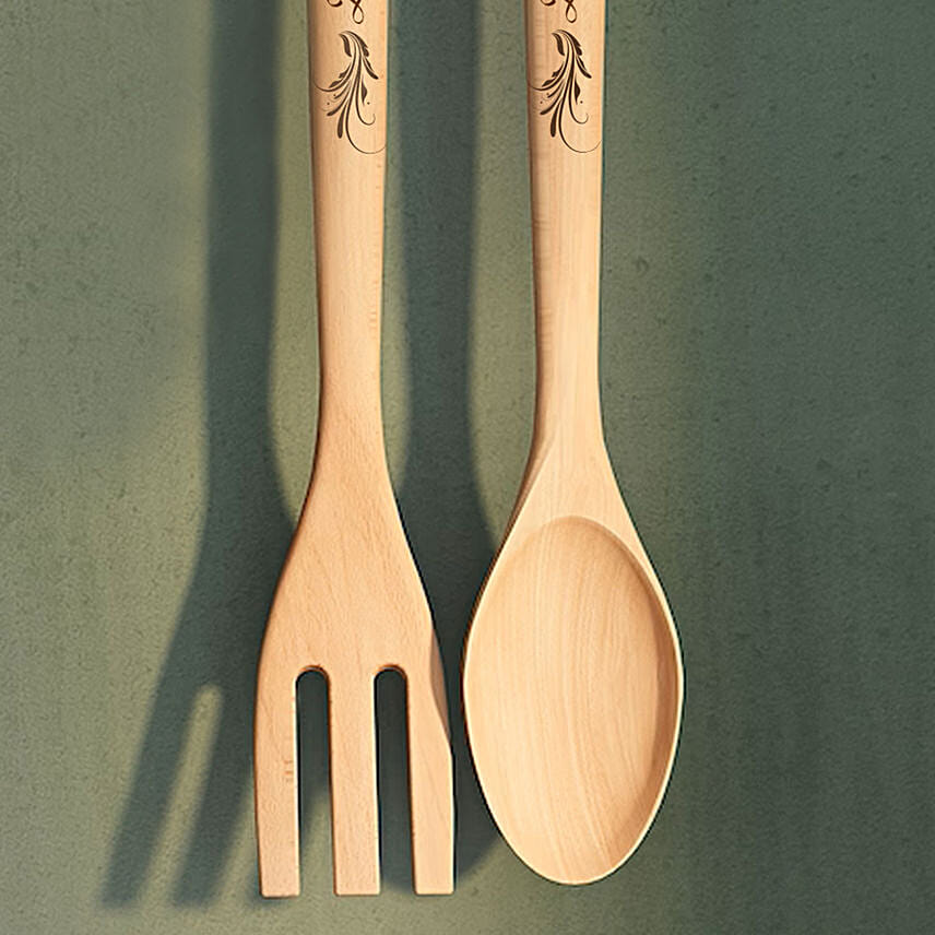 Personalised wooden spoon & Fork set