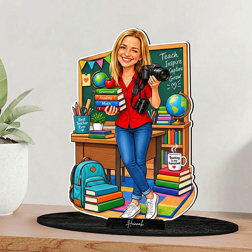 Personalized Best Teacher Caricature Keepsake