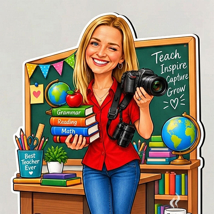 Personalized Best Teacher Caricature Keepsake