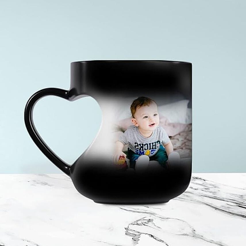 Personalized Black Heart Handle Magic Mug