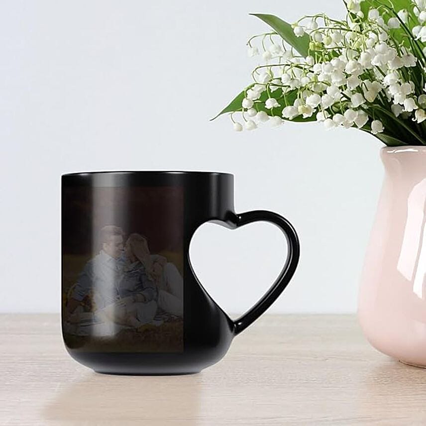 Personalized Black Heart Handle Magic Mug