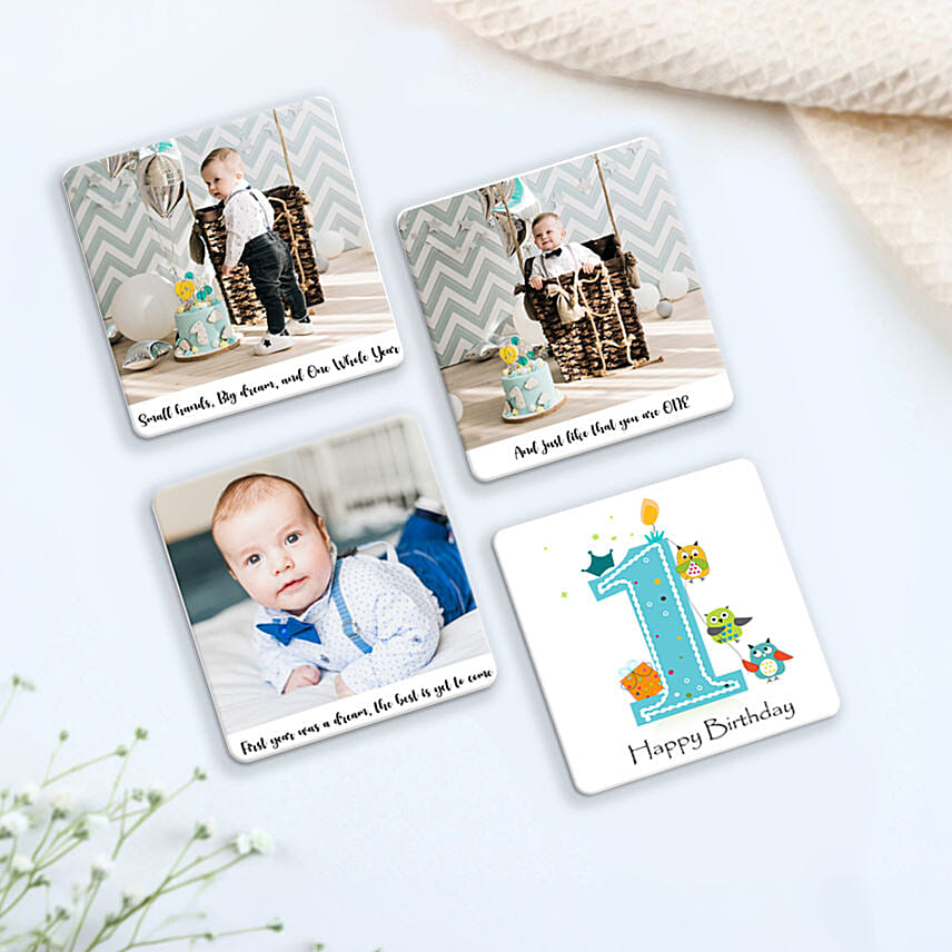 Personalized First Birthday Fridge Magnet set of 4
