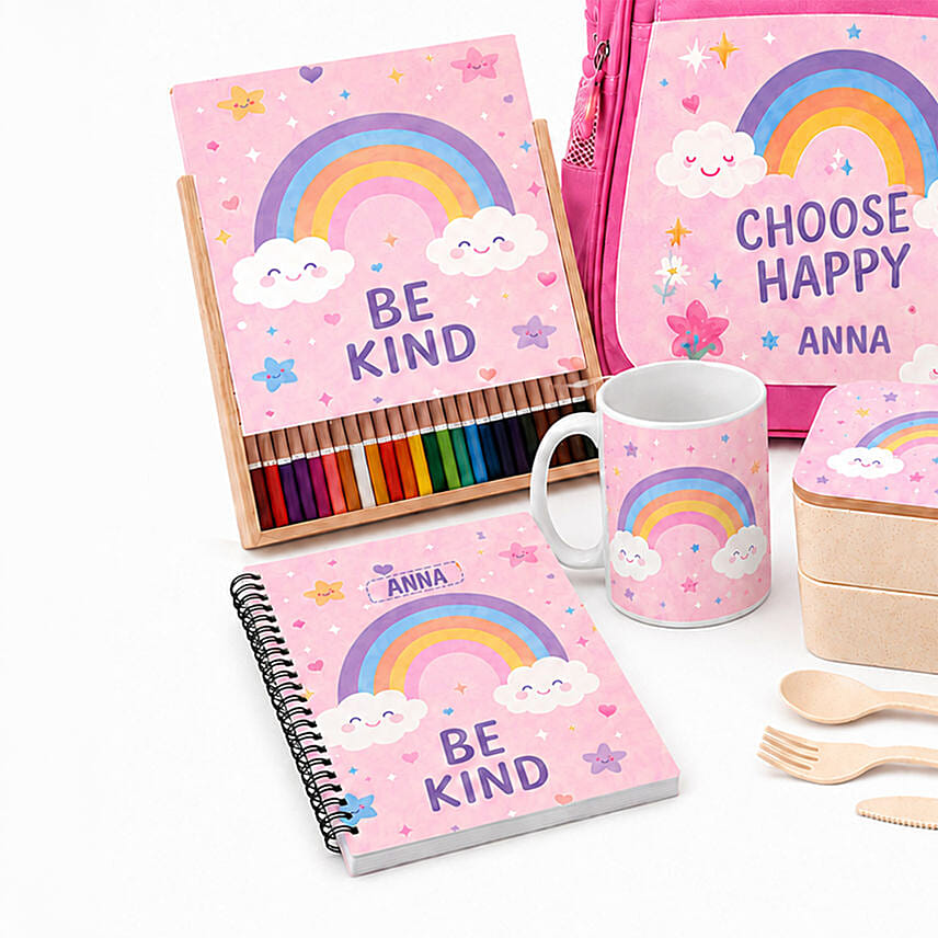 Personalized Little Rainbow Kids School Kit