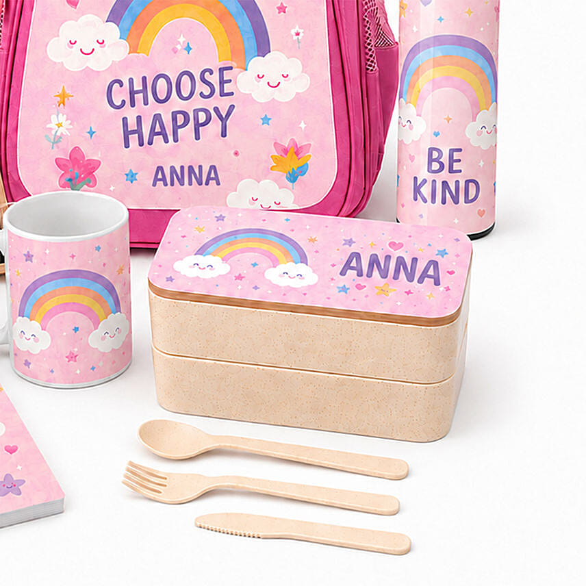 Personalized Little Rainbow Kids School Kit
