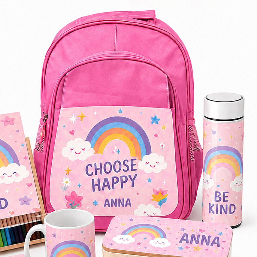 Personalized Little Rainbow Kids School Kit
