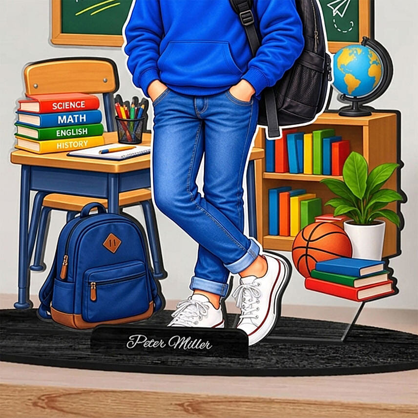 Personalized School Boy Caricature Keepsake