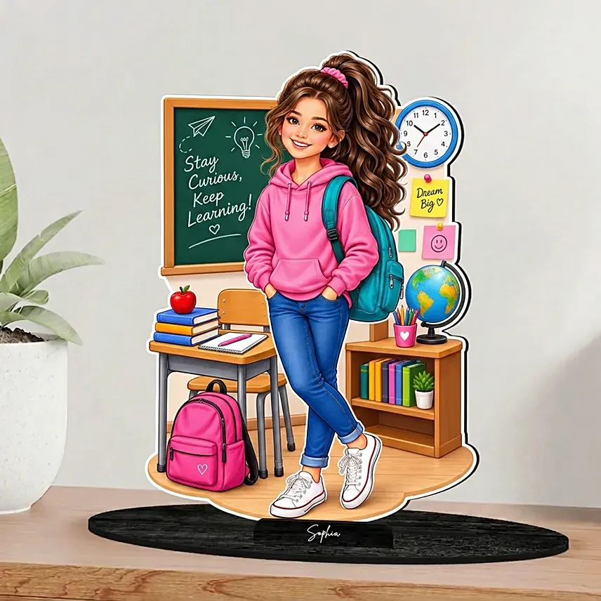Personalized School Girl Caricature Keepsake