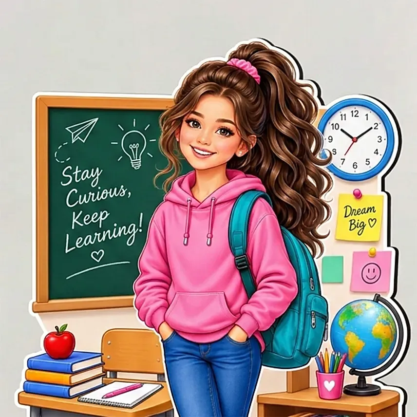 Personalized School Girl Caricature Keepsake