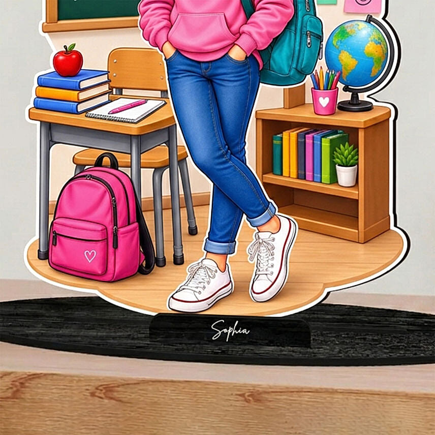 Personalized School Girl Caricature Keepsake
