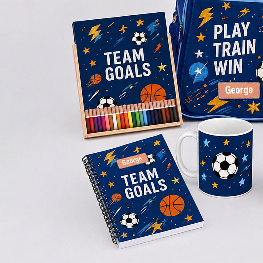 Personalized Team Goals Kids School Gift Set