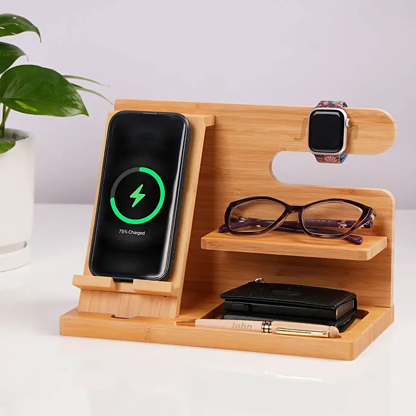 Personalized Wooden Office Organizer Stand