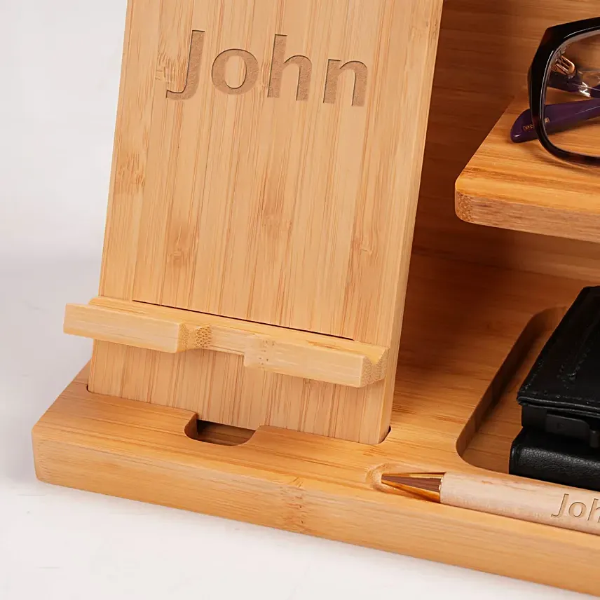 Personalized Wooden Office Organizer Stand