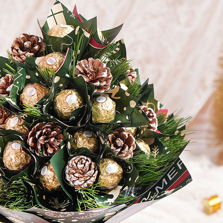 Pine Cones And Rochers Holidays Celebration Bouquet