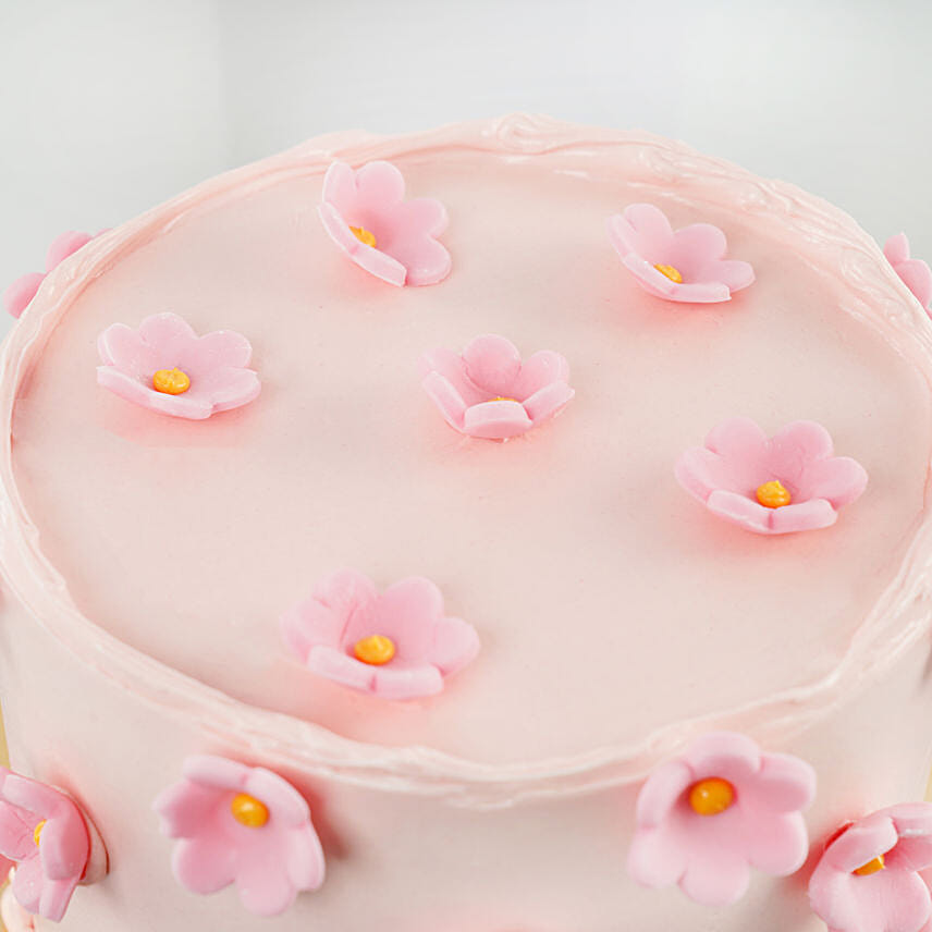 Pink Blossom Delight Red Velvet Cake