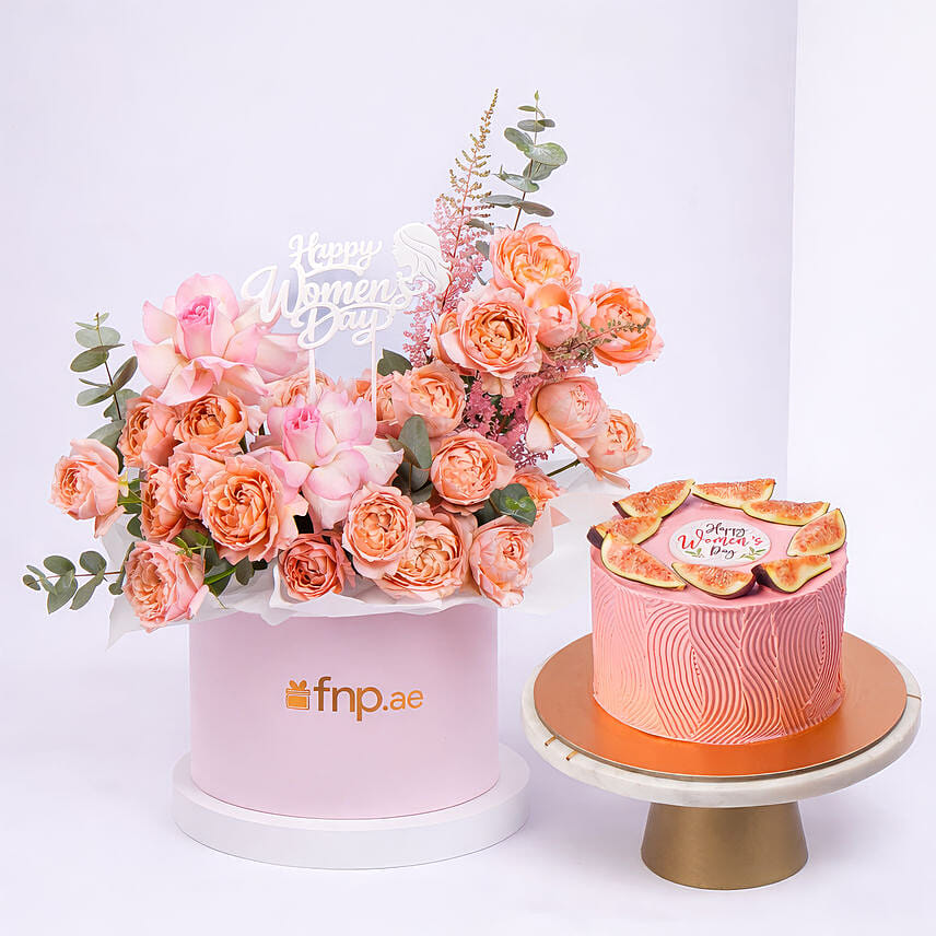 Pink Flower Arrangement With Designer Cake