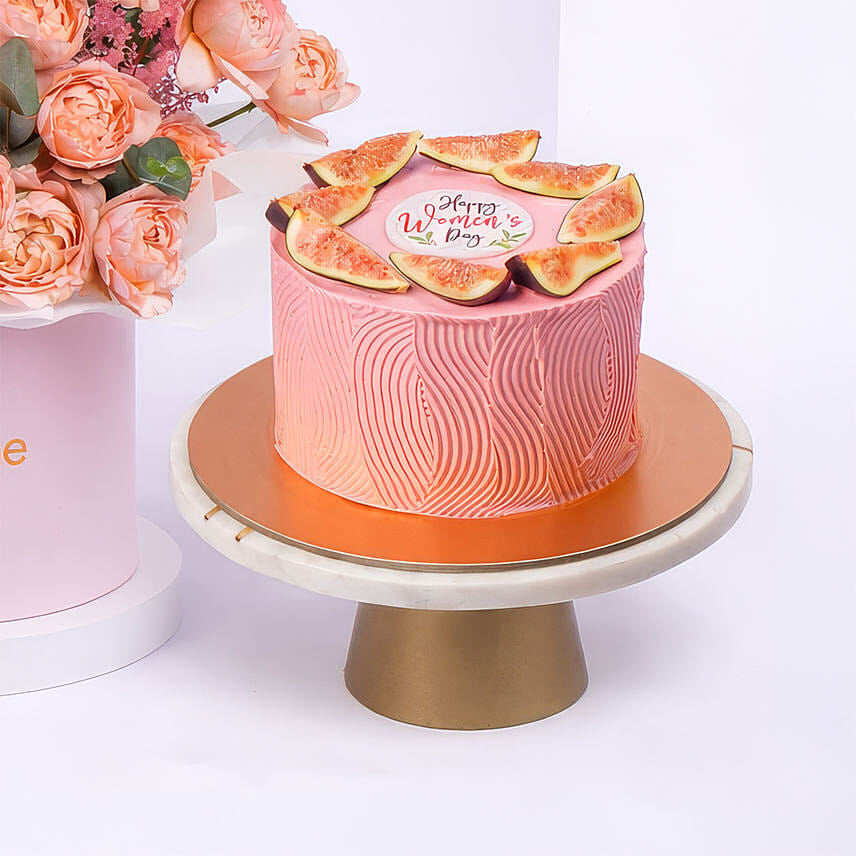 Pink Flower Arrangement With Designer Cake
