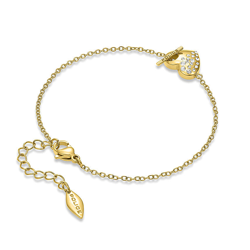 Police Heartstone & Crystal Bracelet For Her With Flowers