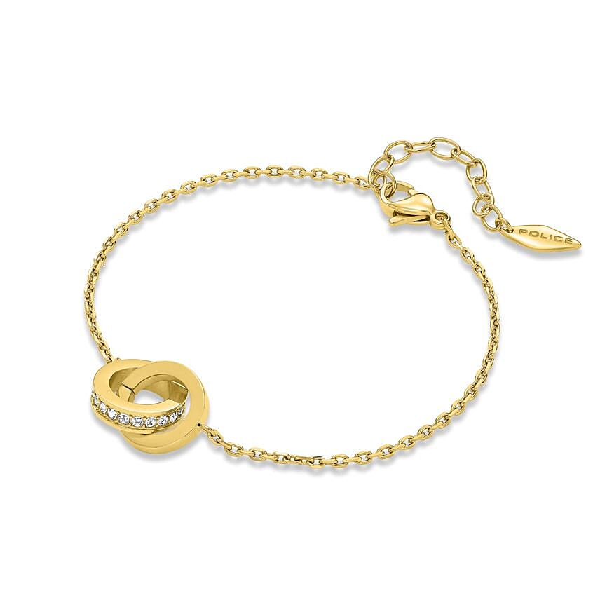 Police Unity Gold Plated Crystals Interlockrings Jewel Gift Set