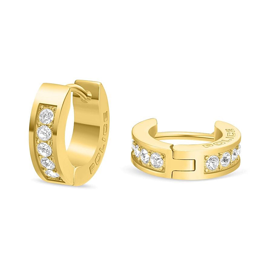 Police Unity Gold Plated Crystals Interlockrings Jewel Gift Set