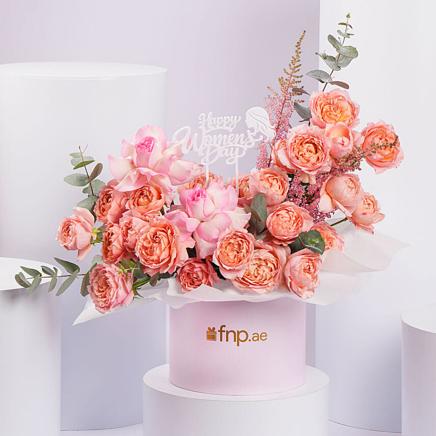 Premium Blush Roses Box For Womens Day