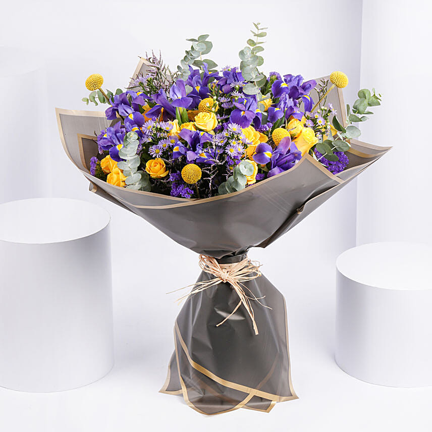 Premium Bouquet of Iris with Rose