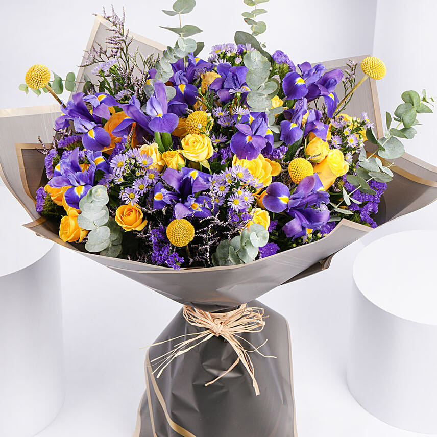 Premium Bouquet of Iris with Rose