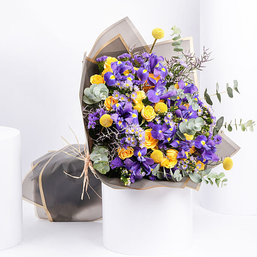 Premium Bouquet of Iris with Rose