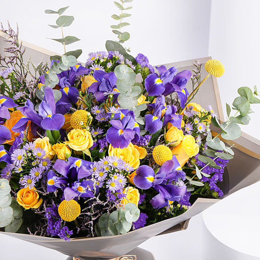 Premium Bouquet of Iris with Rose