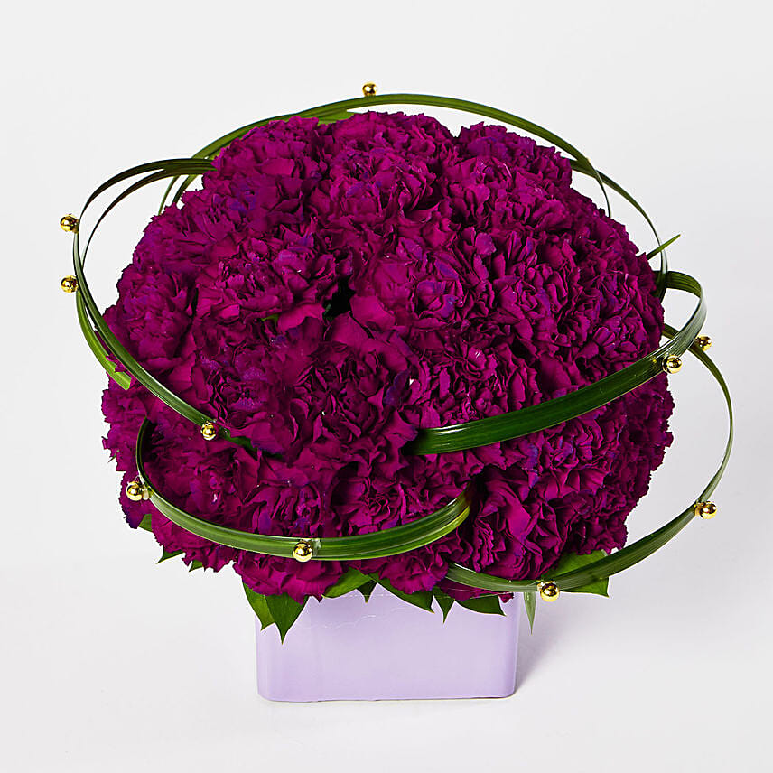 Premium Dark Purple Carnations Arrangement