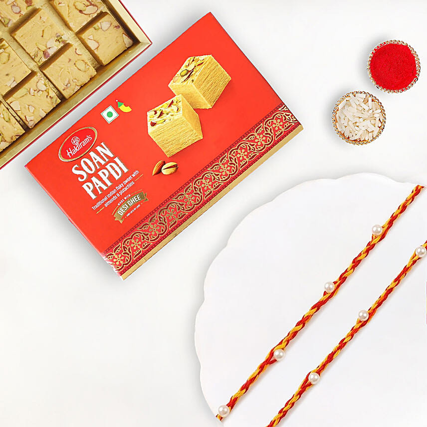 Premium Mauli Rakhi Set With Soan Papdi