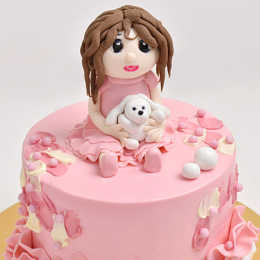 Pretty Girl With Lamb Chocolate Cake