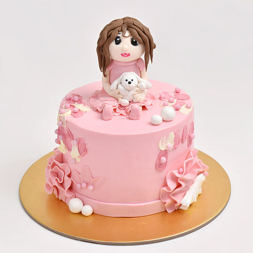 Pretty Girl With Lamb Vanilla Cake