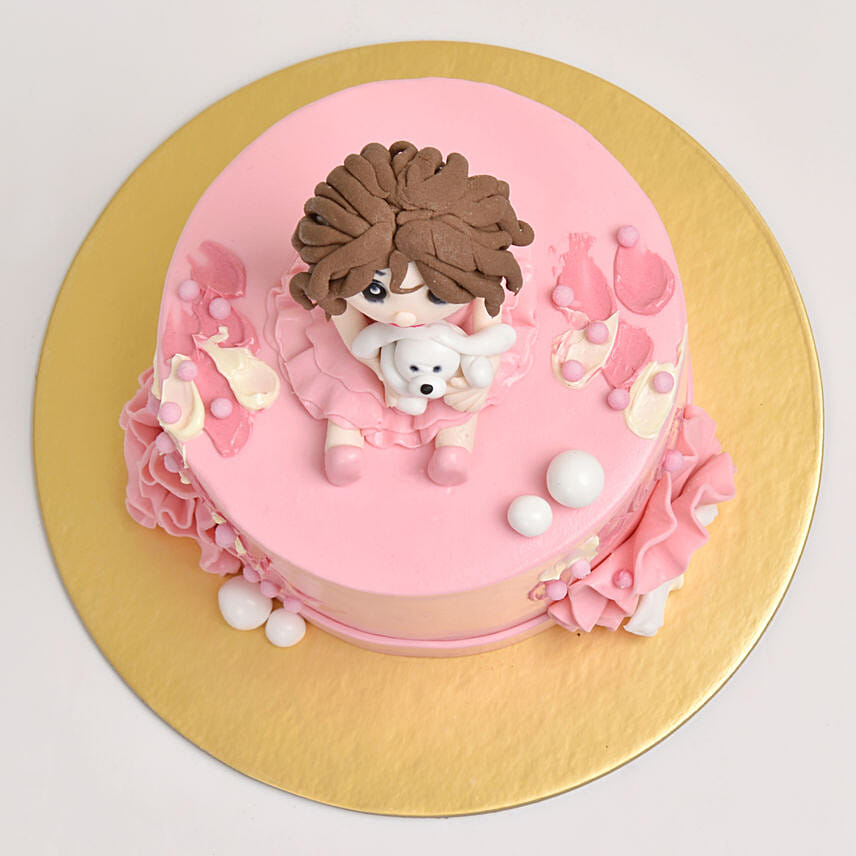 Pretty Girl With Lamb Vanilla Cake