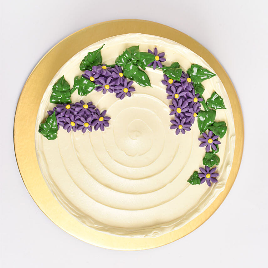 Purple Aster Flowers Chocolate Cake One Kg